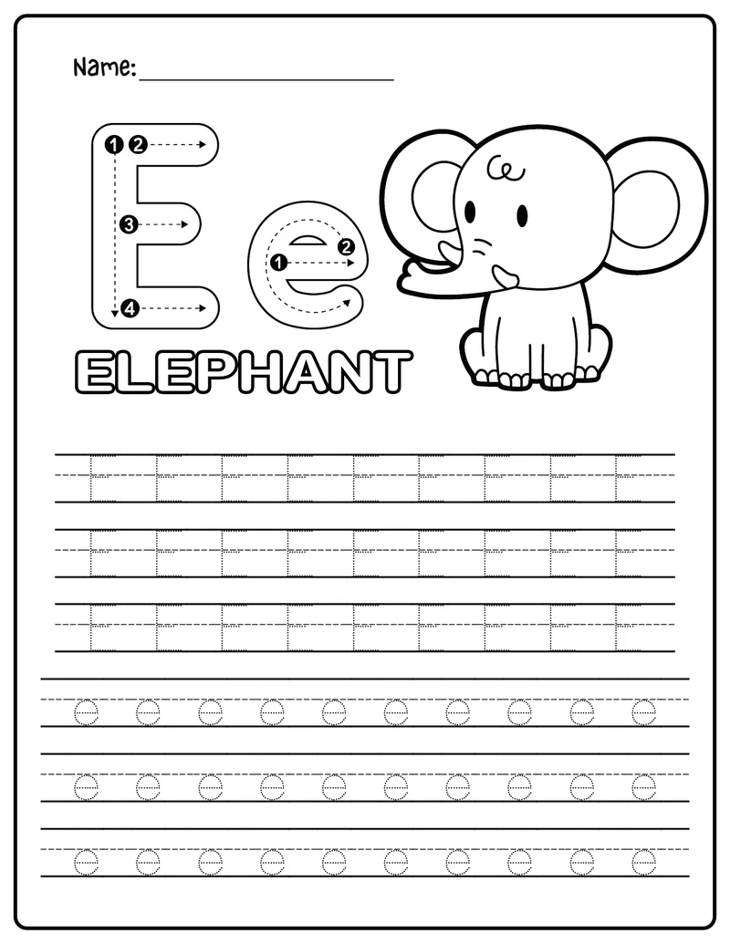 Alphabet Letter E Phonics Worksheet