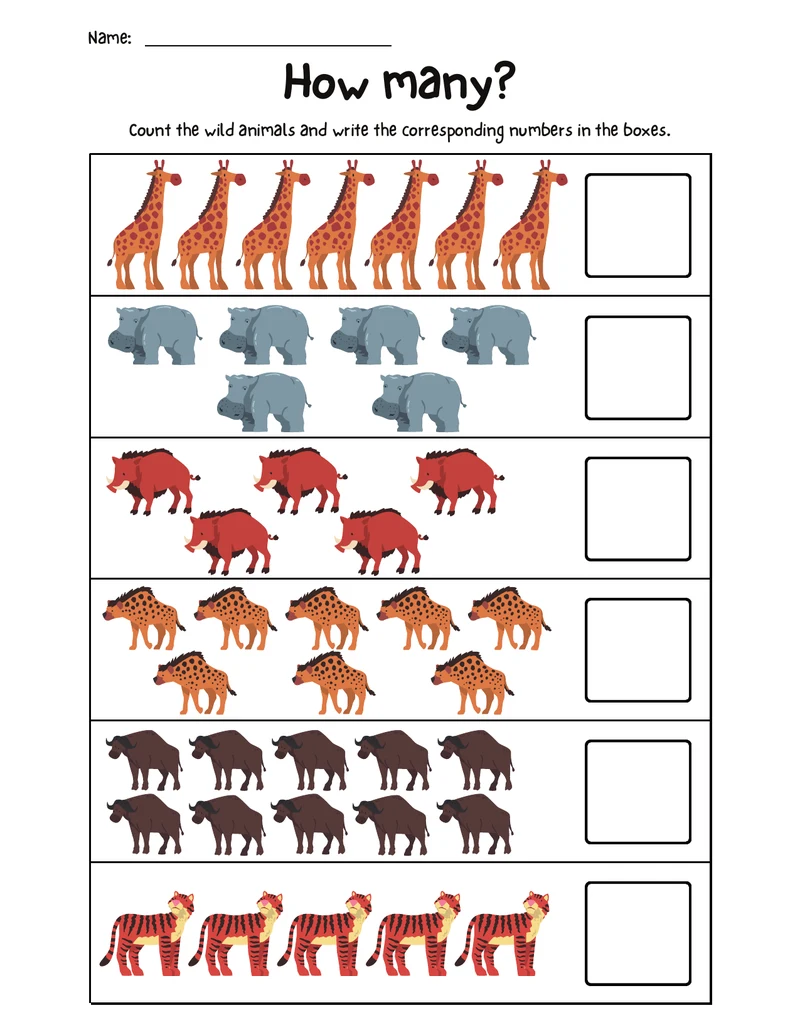 Real fruits and quantities counting worksheet