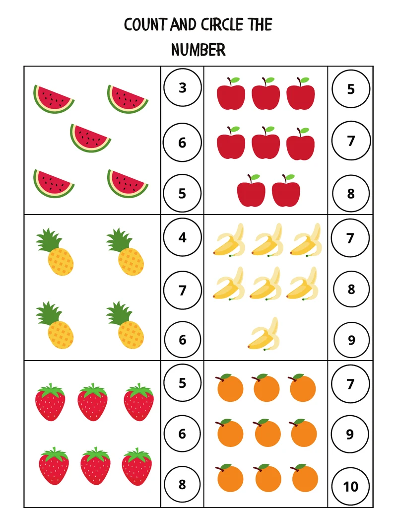 Math Counting Safari Animals Worksheet