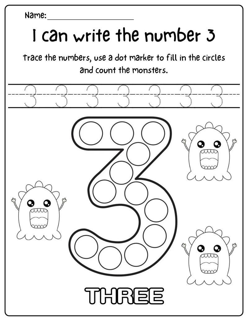 Monster Math Numbers Worksheet