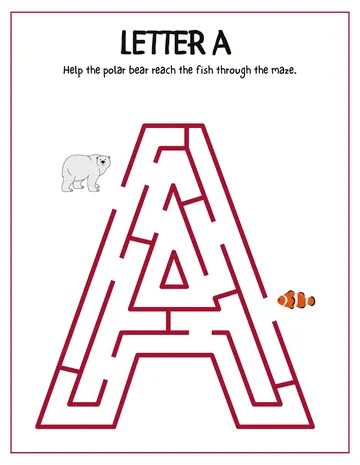 Letter A maze worksheet
