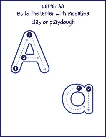 Letter A playdough mat with stroke order