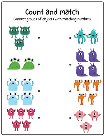 Monster count and match worksheet