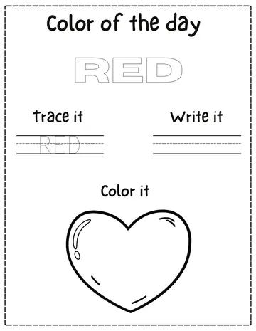Color of the day red worksheet