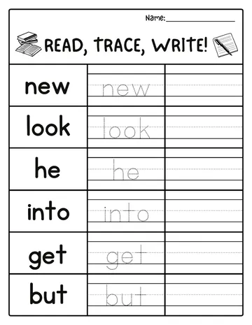 Read trace write sight words worksheet